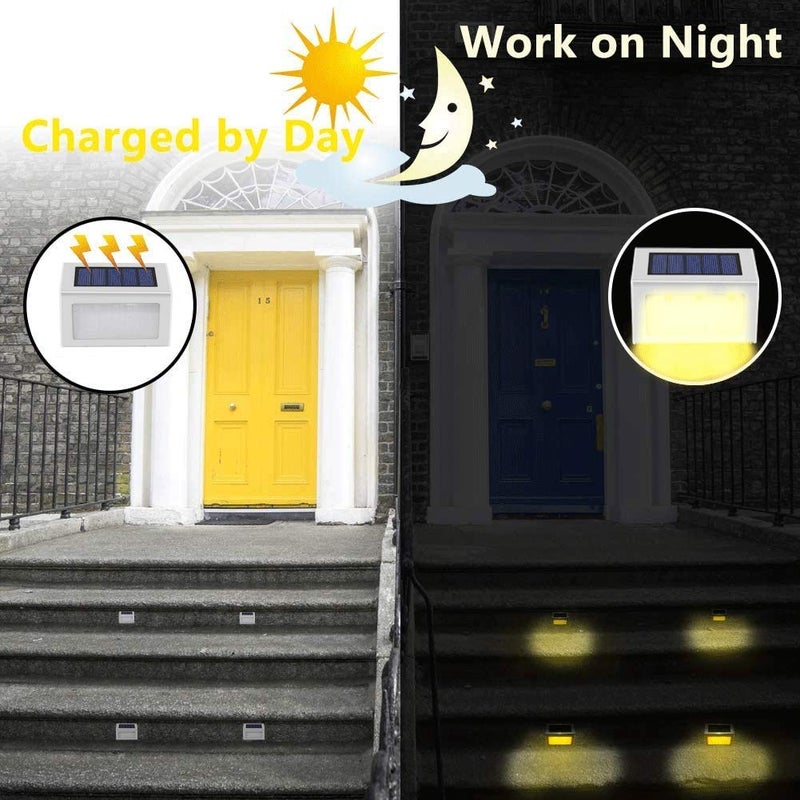 Lightess Solar Lights for Steps Deck Solar Stair Light Outdoor Waterproof Stainless Steel LED Fence Light for Garden Patio Pathway, 6 Pack, Warm White - Image 2